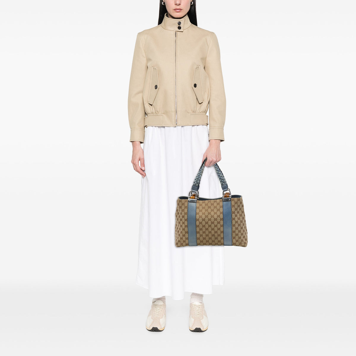 Gucci Medium GG Canvas Bamboo Libeccio Tote