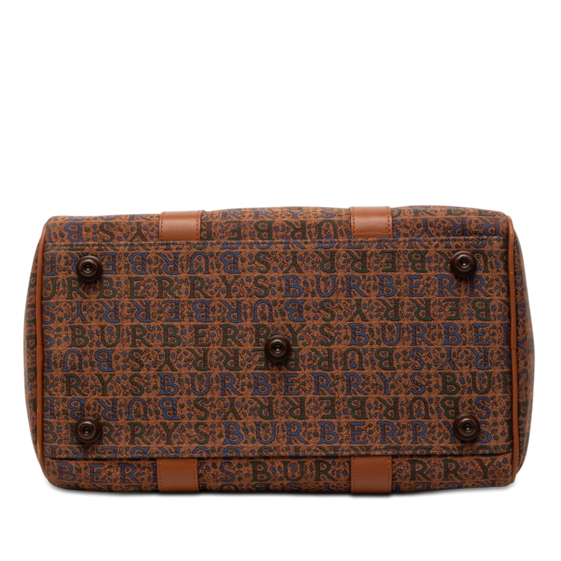 Burberry Logo Printed Canvas Boston Bag