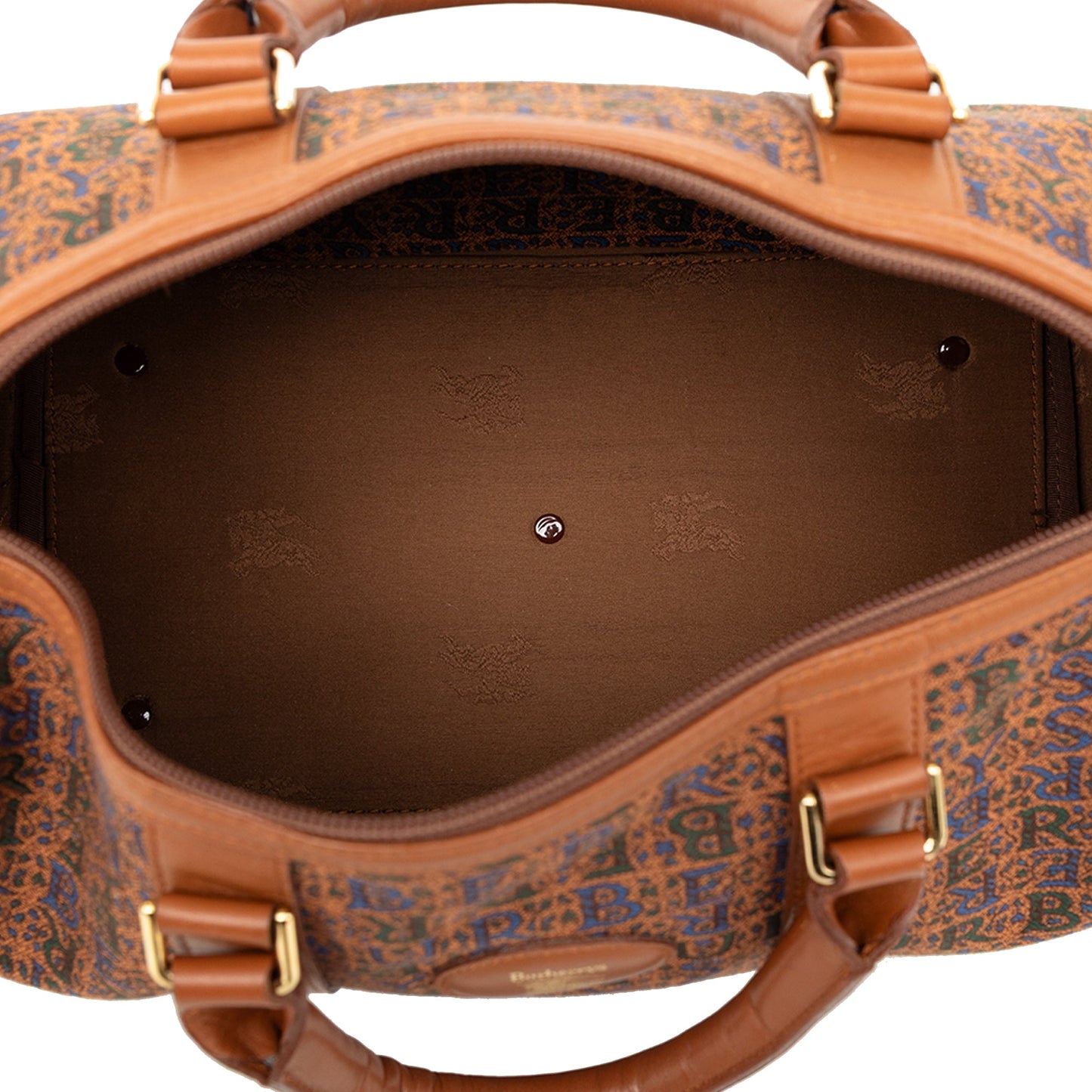 Burberry Logo Printed Canvas Boston Bag