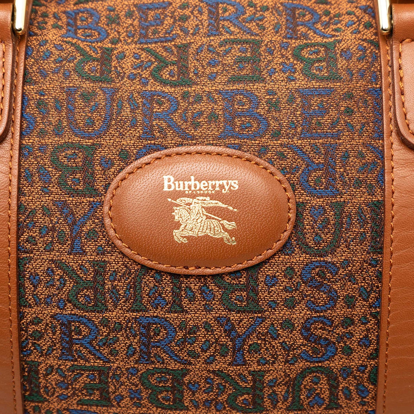 Burberry Logo Printed Canvas Boston Bag