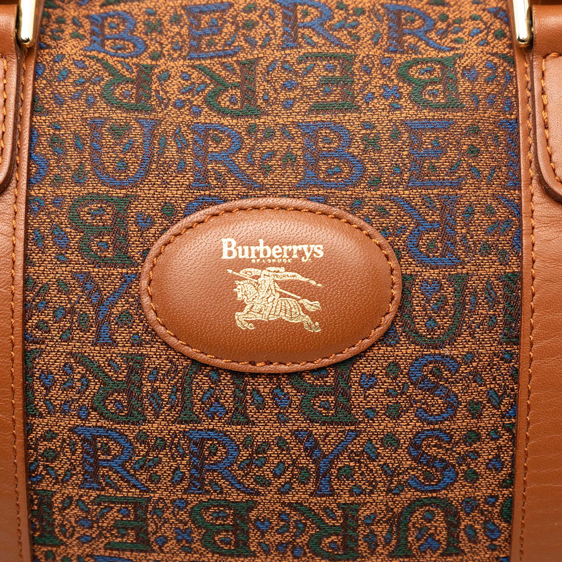 Burberry Logo Printed Canvas Boston Bag