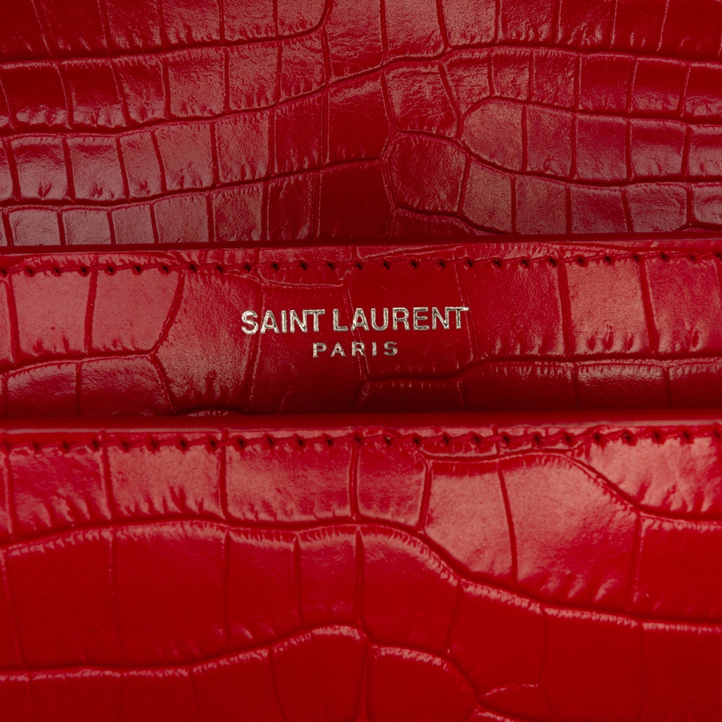 Saint Laurent Medium Croc Embossed Leather Monogram Sunset Crossbody