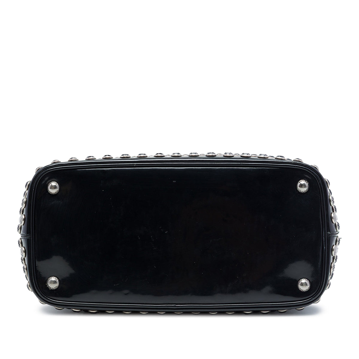 Prada Spazzolato Leather Studded Crystal Tote — Black
