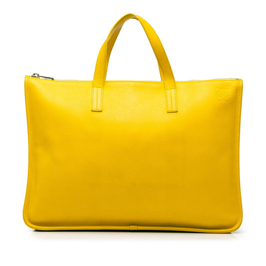 LOEWE Leather Anagram Toledo Briefcase — Yellow