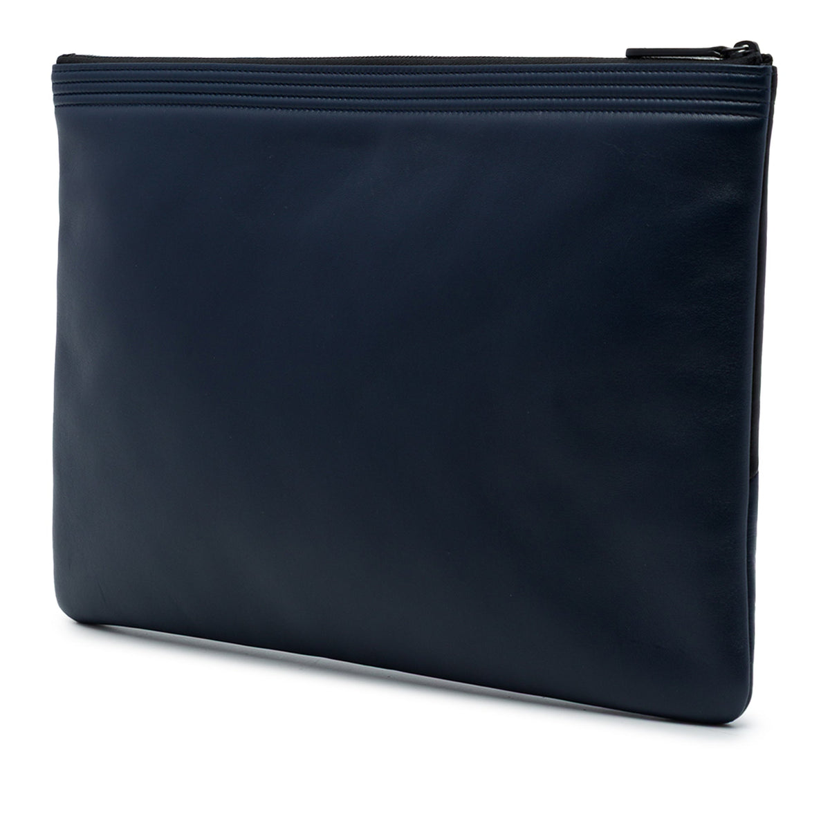 Chanel Large Bicolor Lambskin Boy O Case Clutch — Blue