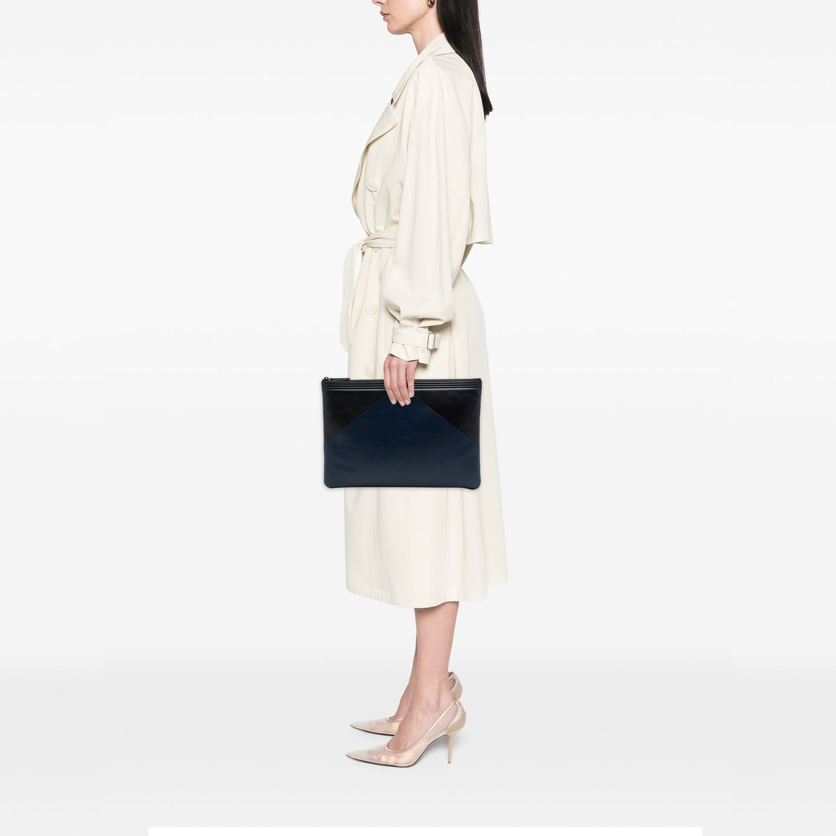 Chanel Large Bicolor Lambskin Boy O Case Clutch — Blue
