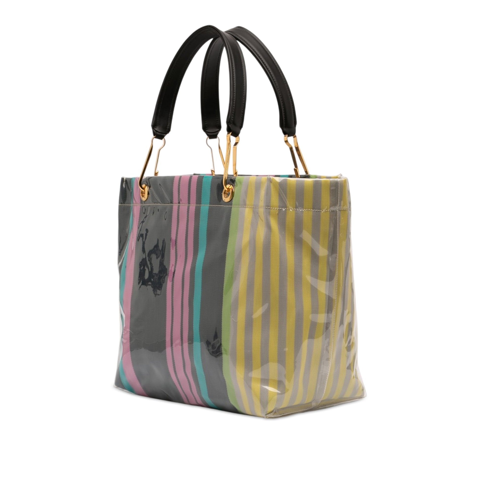 Marni PVC Glossy Grip Striped Tote