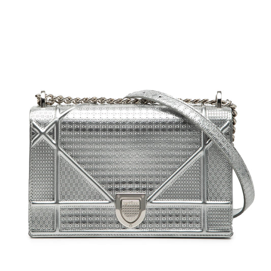 Dior Medium Metallic Patent Microcannage Diorama Flap