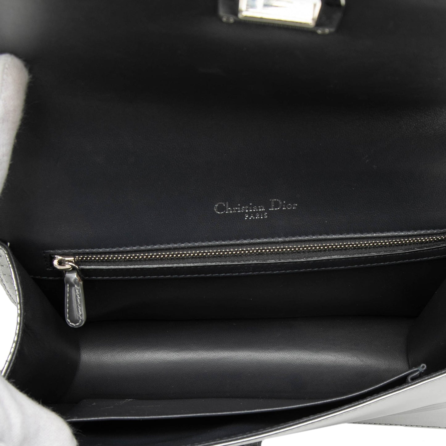 Dior Medium Metallic Patent Microcannage Diorama Flap