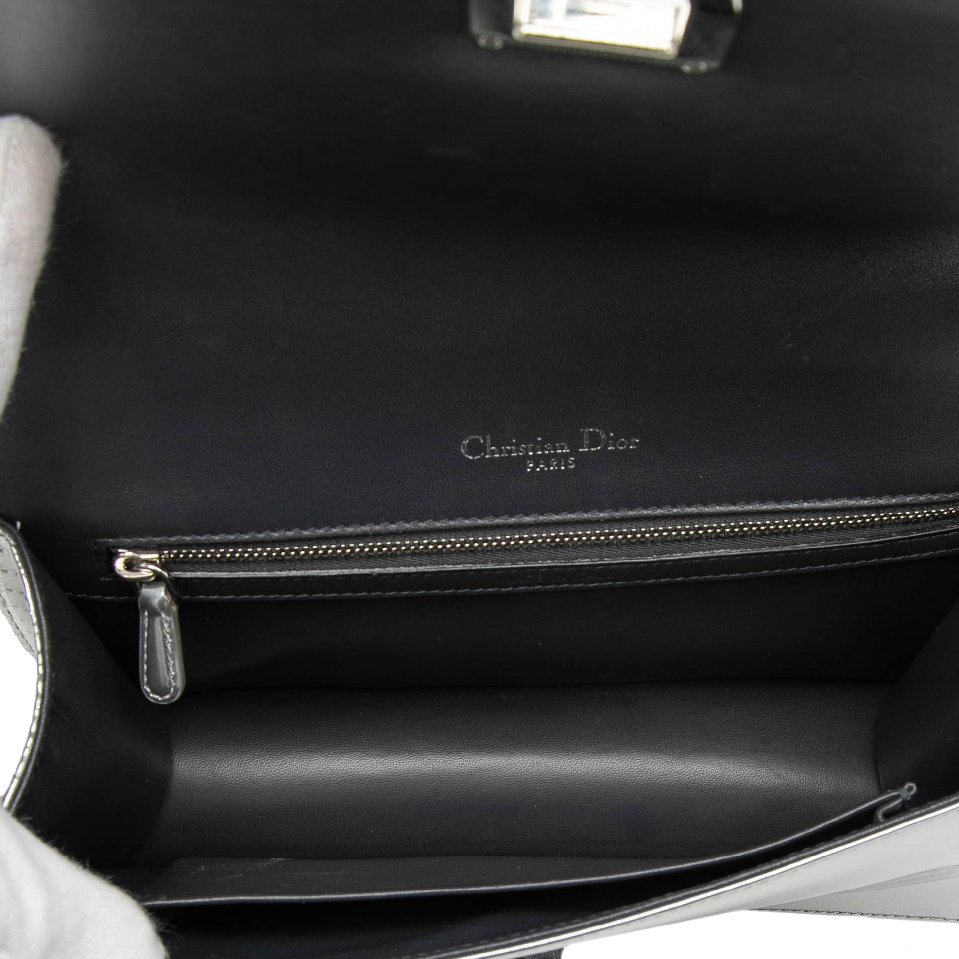 Dior Medium Metallic Patent Microcannage Diorama Flap