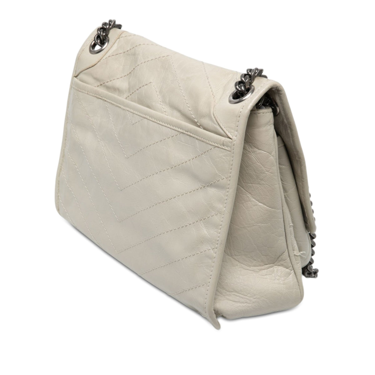 Saint Laurent Medium Crinkled Calfskin Niki — White