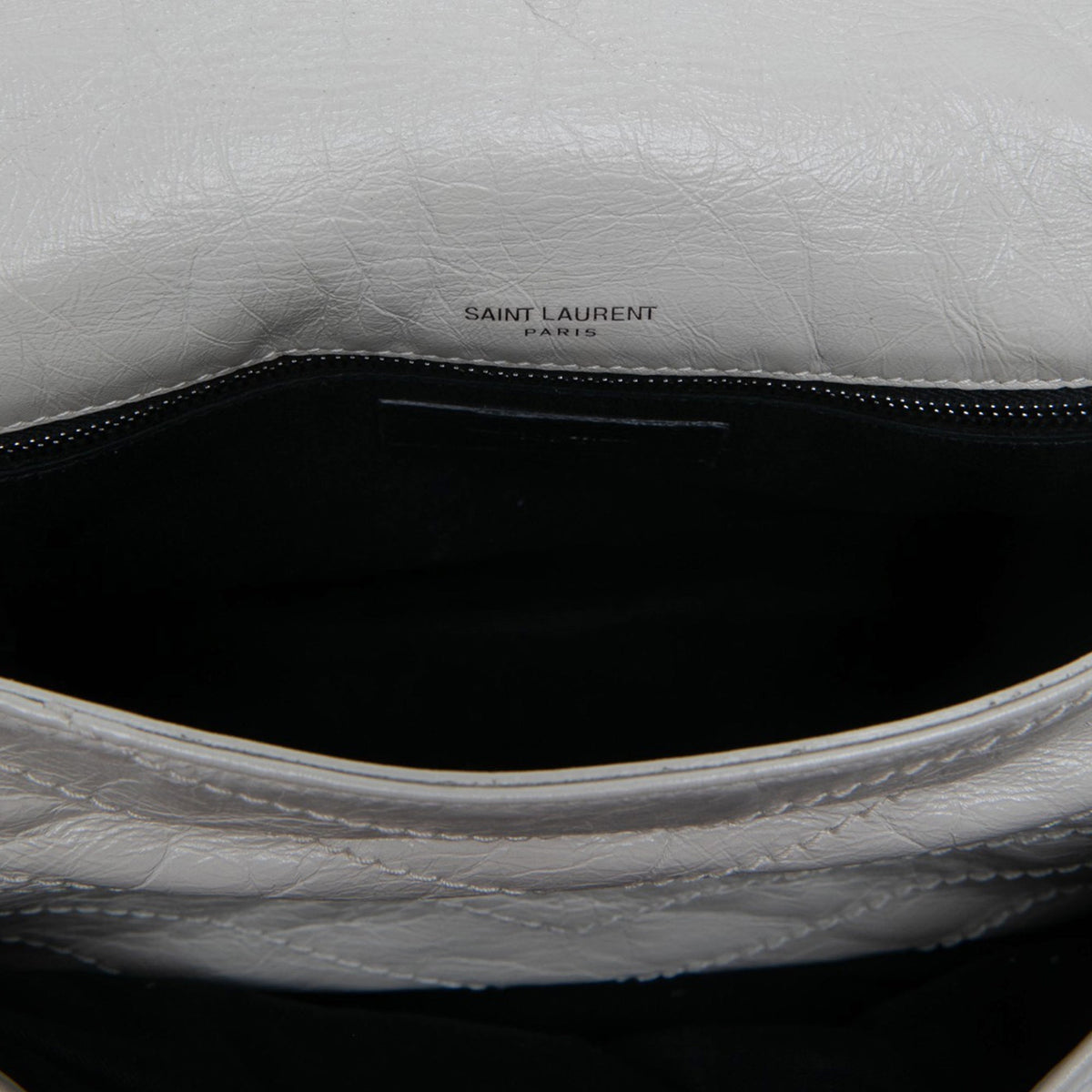 Saint Laurent Medium Crinkled Calfskin Niki — White
