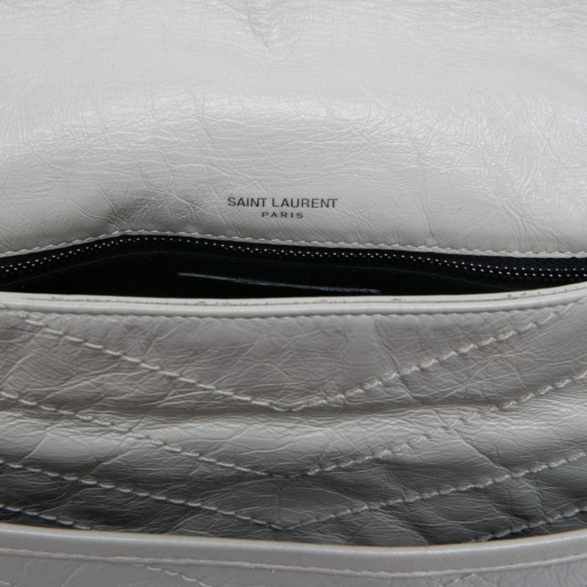 Saint Laurent Medium Crinkled Calfskin Niki — White