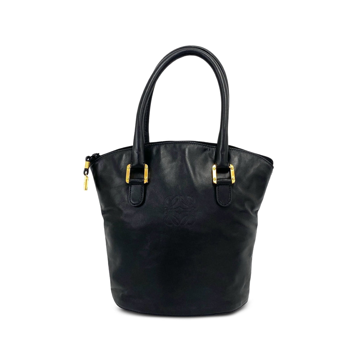 LOEWE Leather Anagram Tote — Black