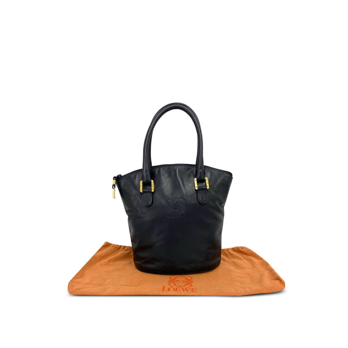 LOEWE Leather Anagram Tote — Black