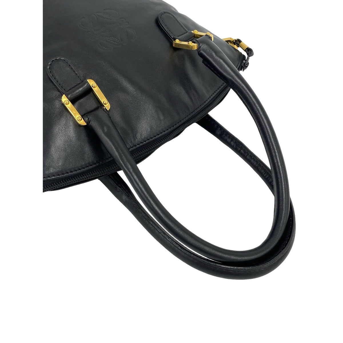 LOEWE Leather Anagram Tote — Black