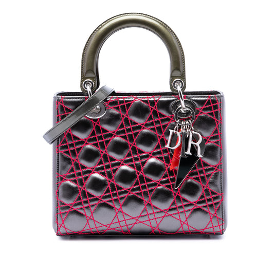 Dior Anselm Reyle Medium Metallic Lambskin Cannage Lady Dior
