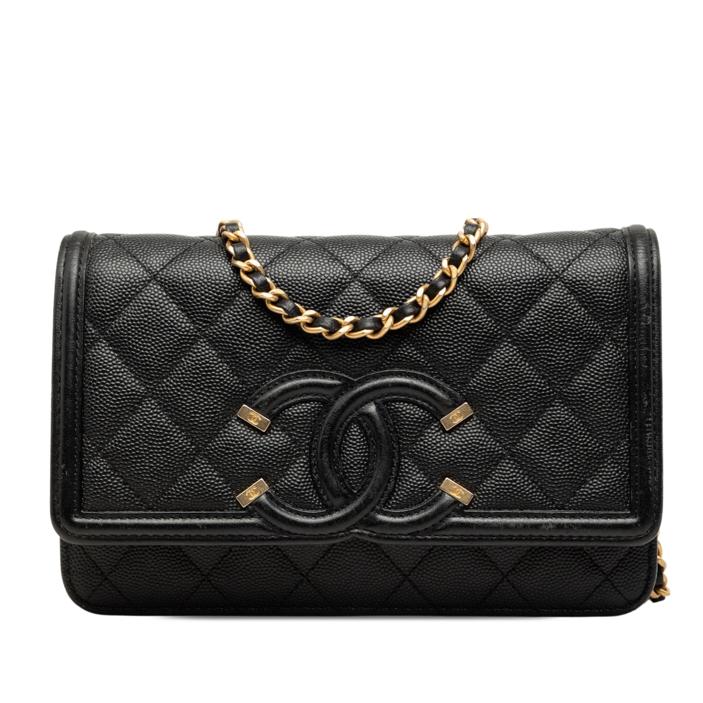 Chanel Caviar CC Filigree Wallet On Chain