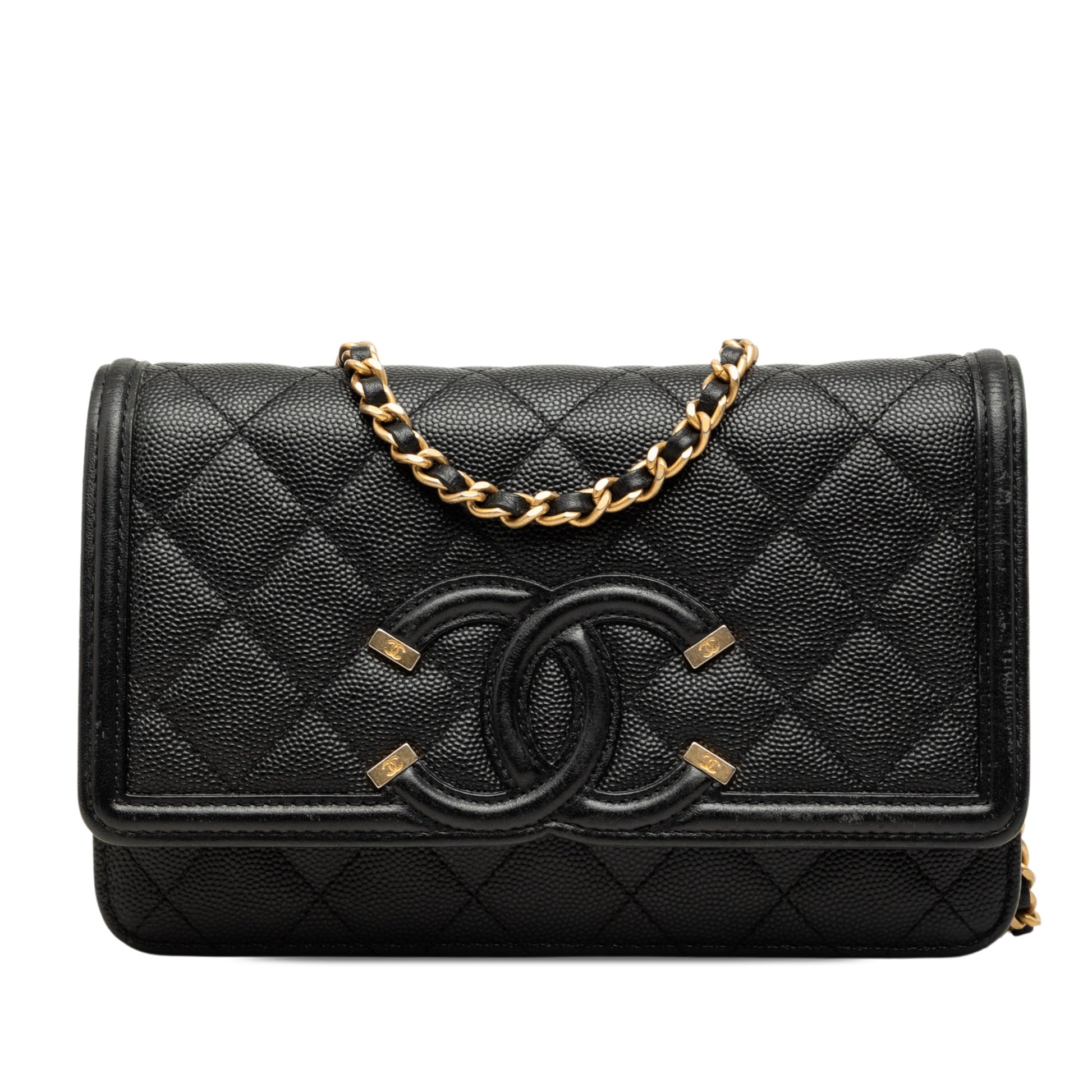 Chanel Caviar CC Filigree Wallet On Chain