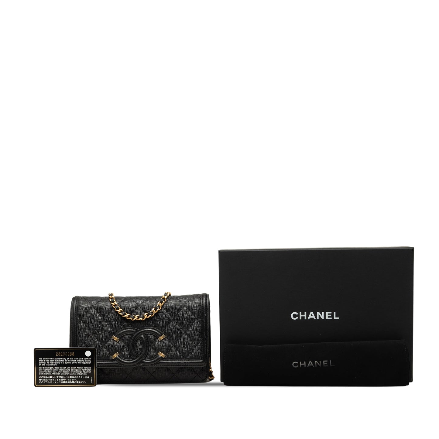 Chanel Caviar CC Filigree Wallet On Chain