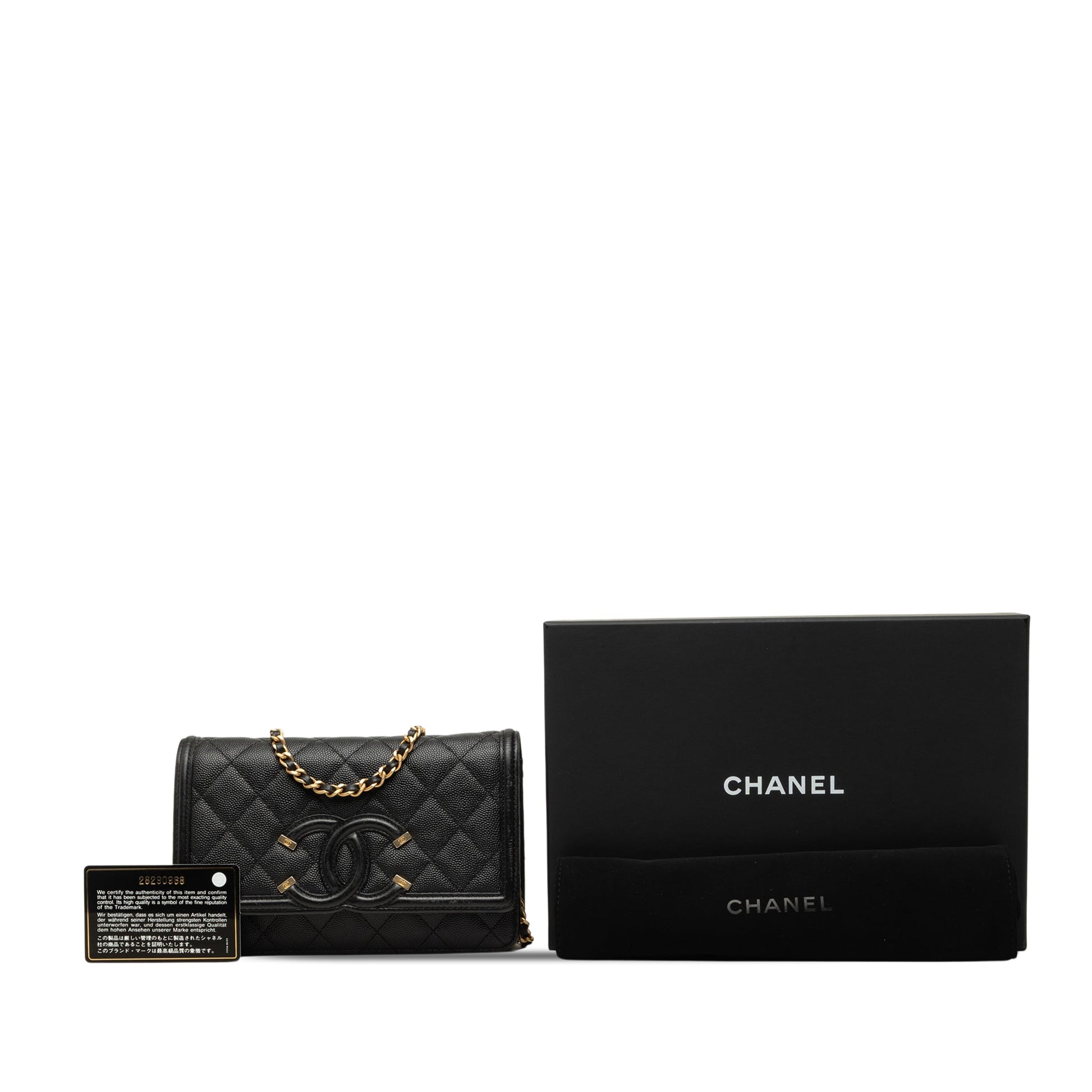 Chanel Caviar CC Filigree Wallet On Chain