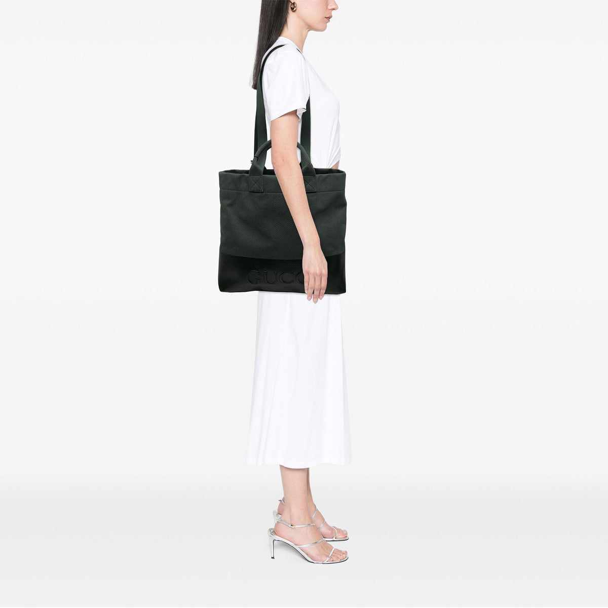 Gucci Canvas Embossed Logo Tote — Green