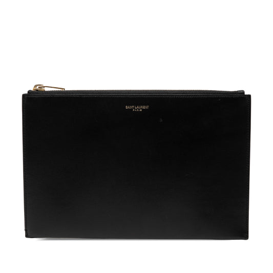 Saint Laurent Leather Zip Clutch