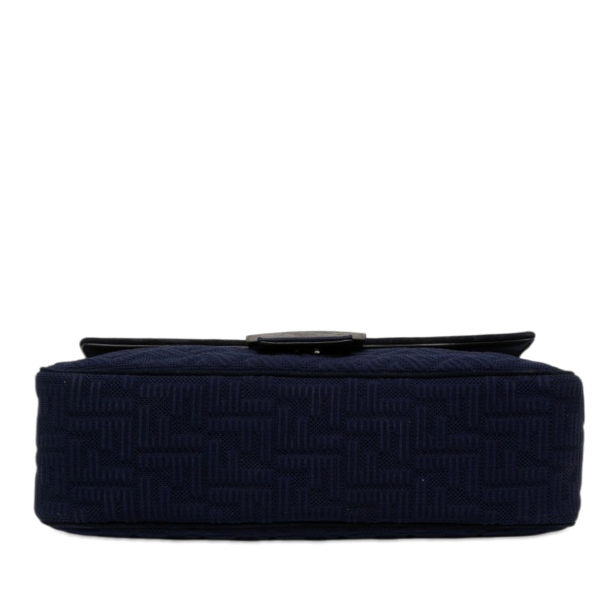 Fendi Large Zucca Embossed Technical Fabric Chain Midi Baguette — Blue