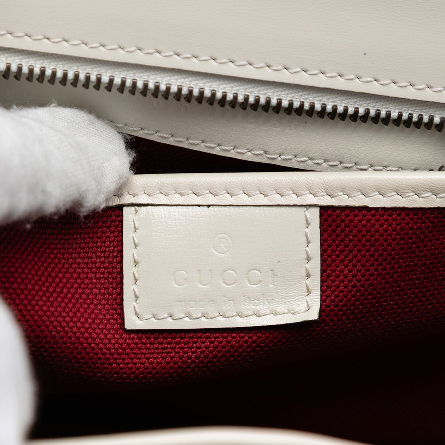 Gucci Small Calfskin Stitched Bamboo 1947 Top Handle Bag