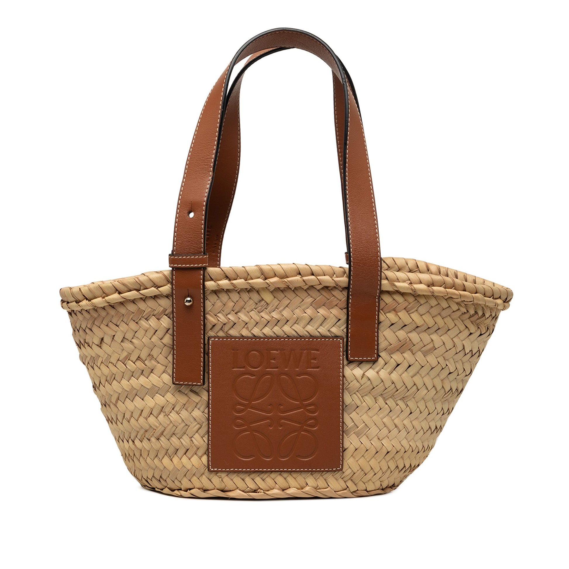 LOEWE Small Raffia Anagram Basket Tote