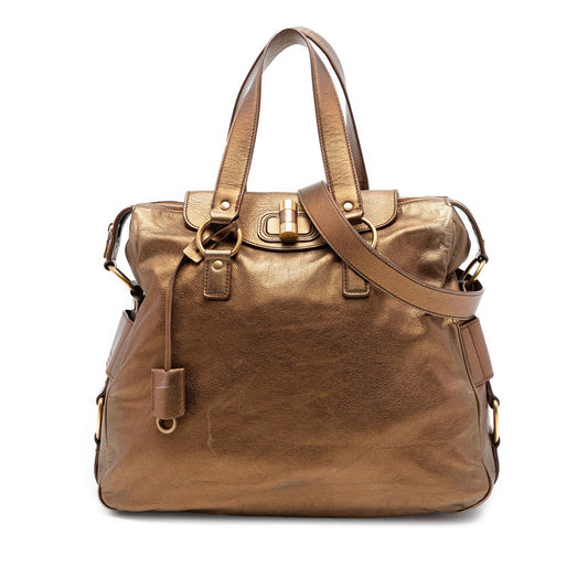 Saint Laurent Metallic Calfskin Muse Satchel