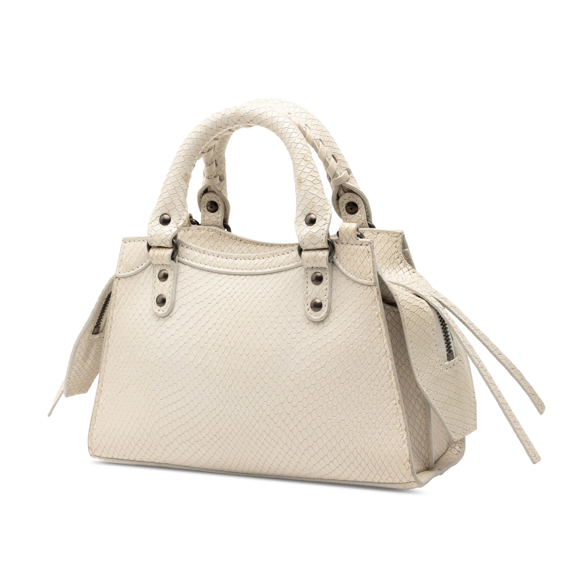 Balenciaga Mini Python Embossed Calfskin Neo Classic City Satchel