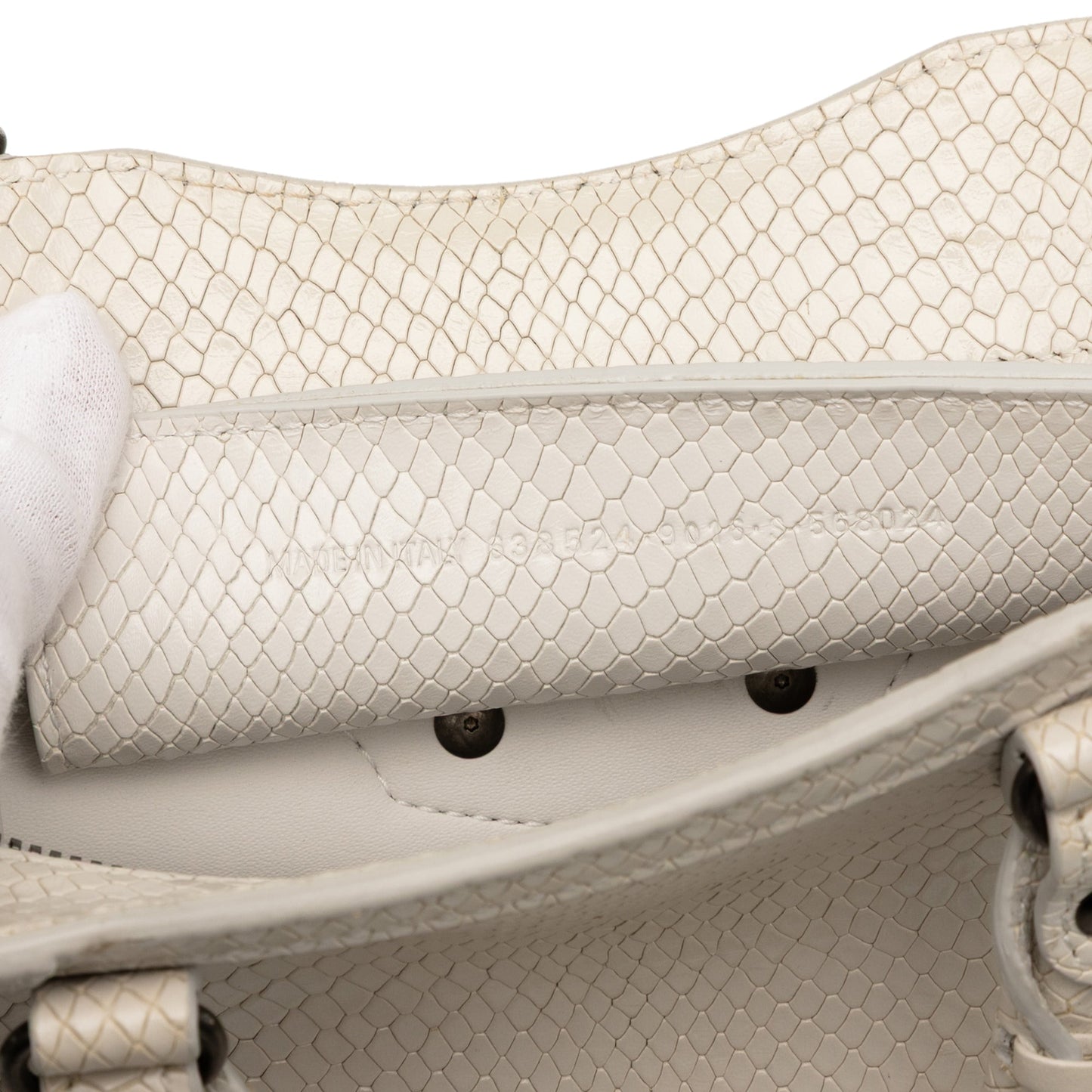 Balenciaga Mini Python Embossed Calfskin Neo Classic City Satchel