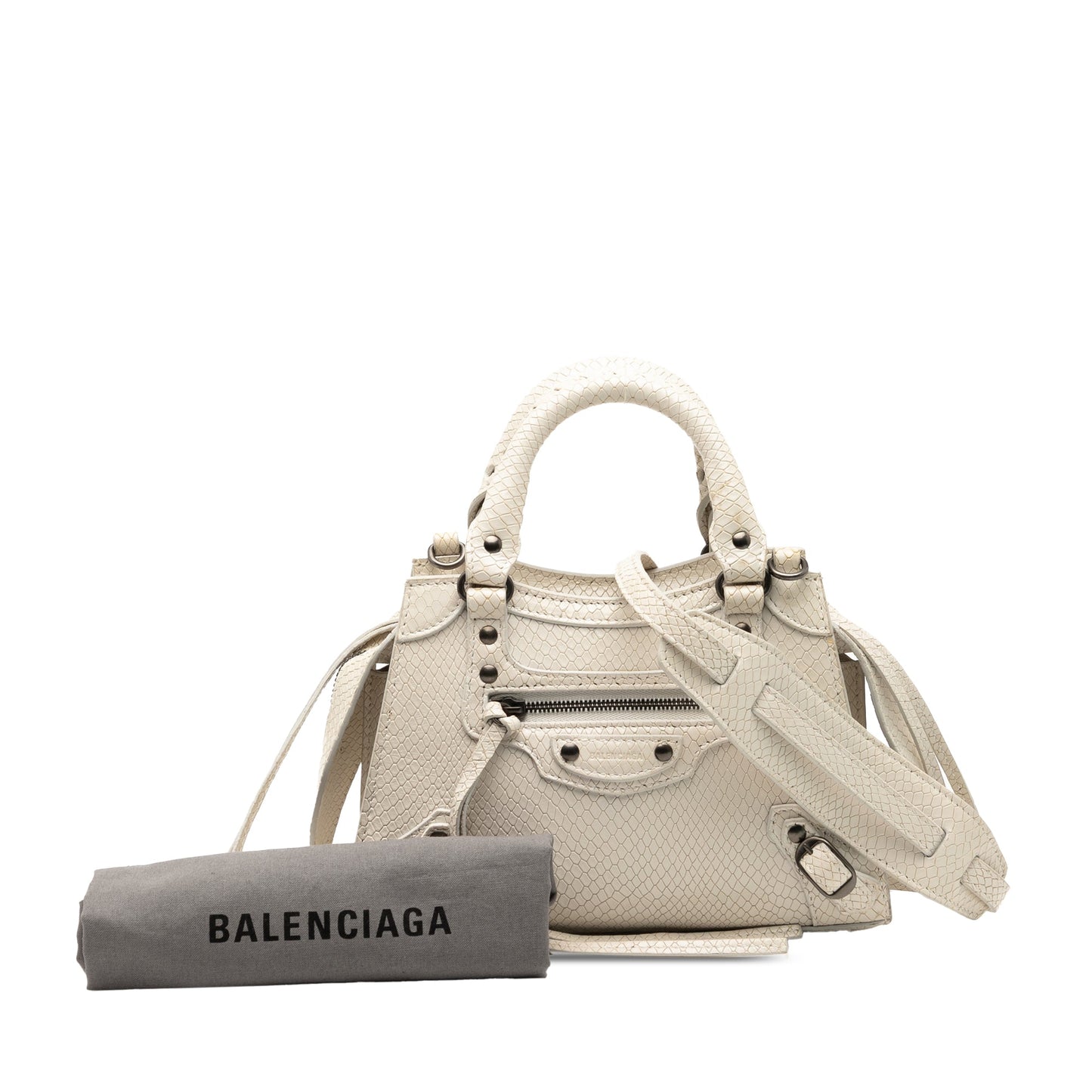 Balenciaga Mini Python Embossed Calfskin Neo Classic City Satchel
