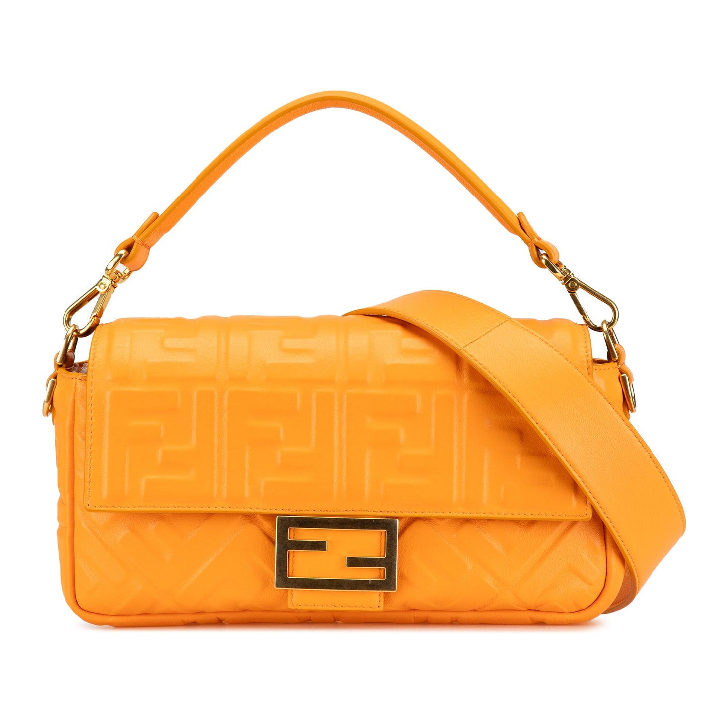 Fendi Zucca Embossed Leather Baguette Satchel