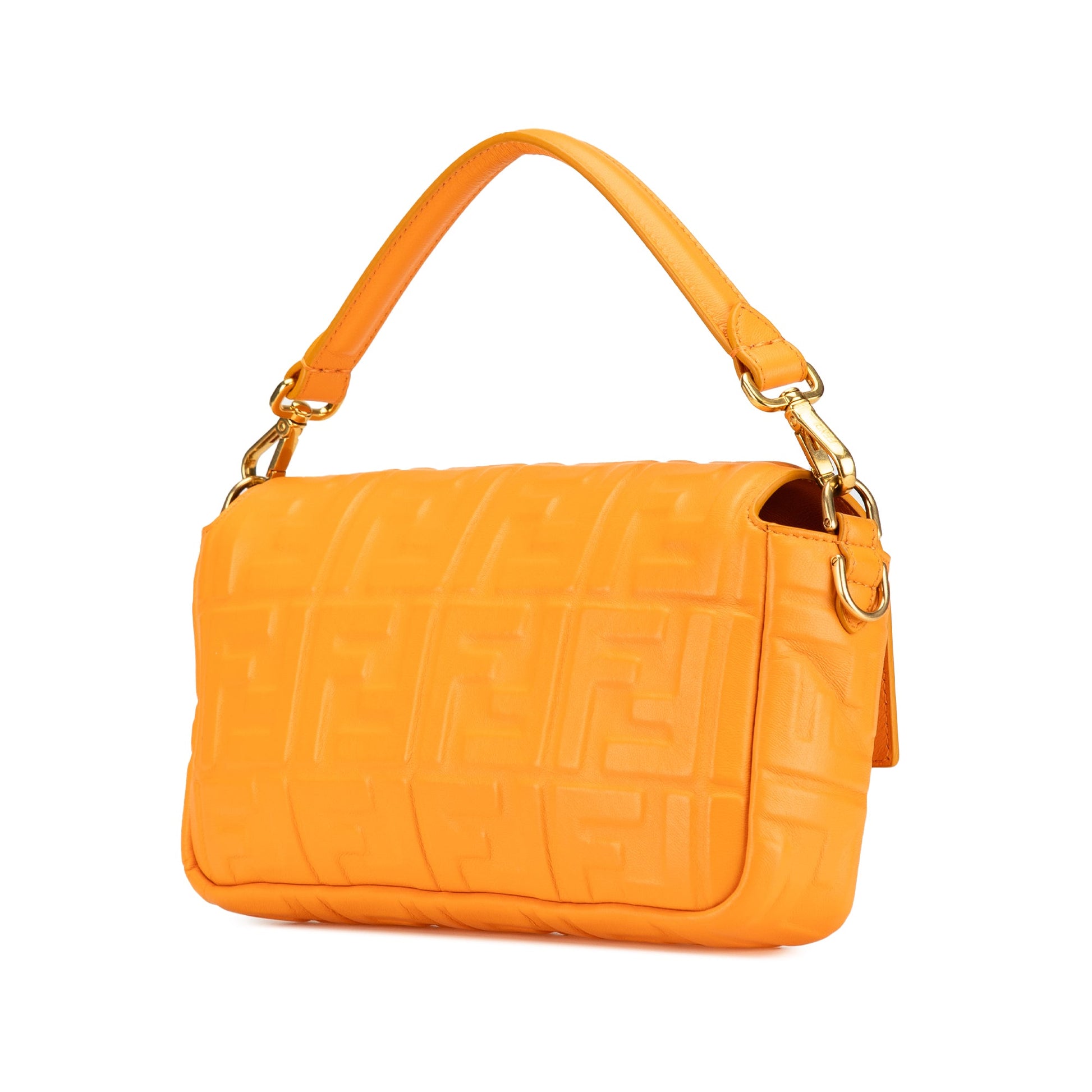 Fendi Zucca Embossed Leather Baguette Satchel