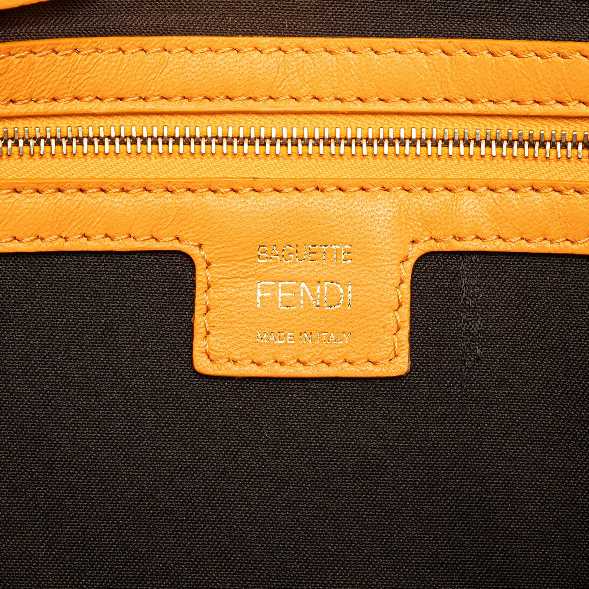Fendi Zucca Embossed Leather Baguette Satchel