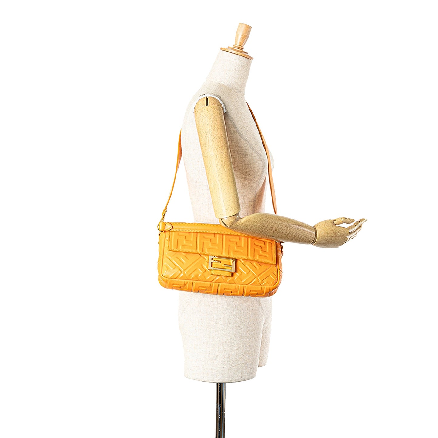 Fendi Zucca Embossed Leather Baguette Satchel