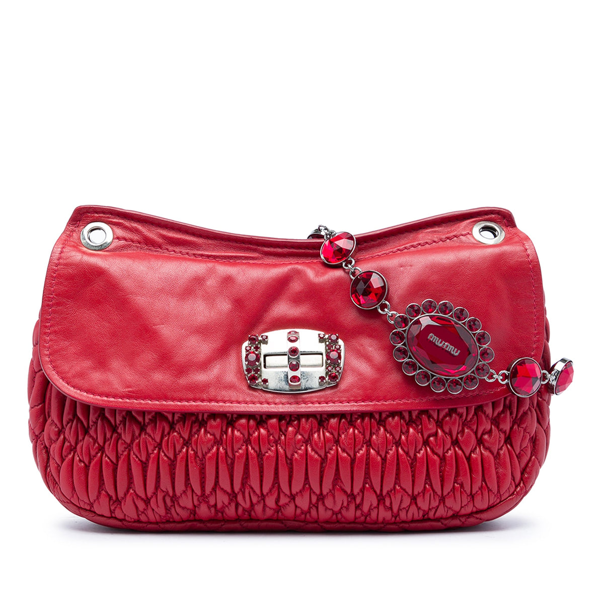 Miu Miu Matelasse Nappa Crystal Chain Crossbody