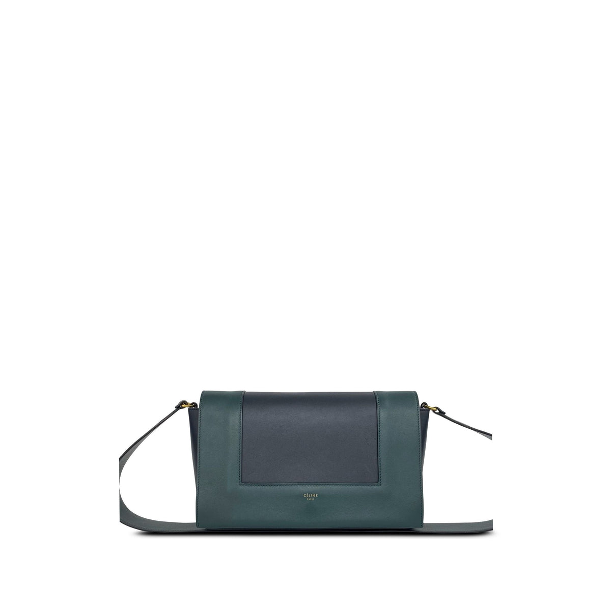 Celine Medium Shiny Smooth Calfskin Frame Shoulder Bag — Green