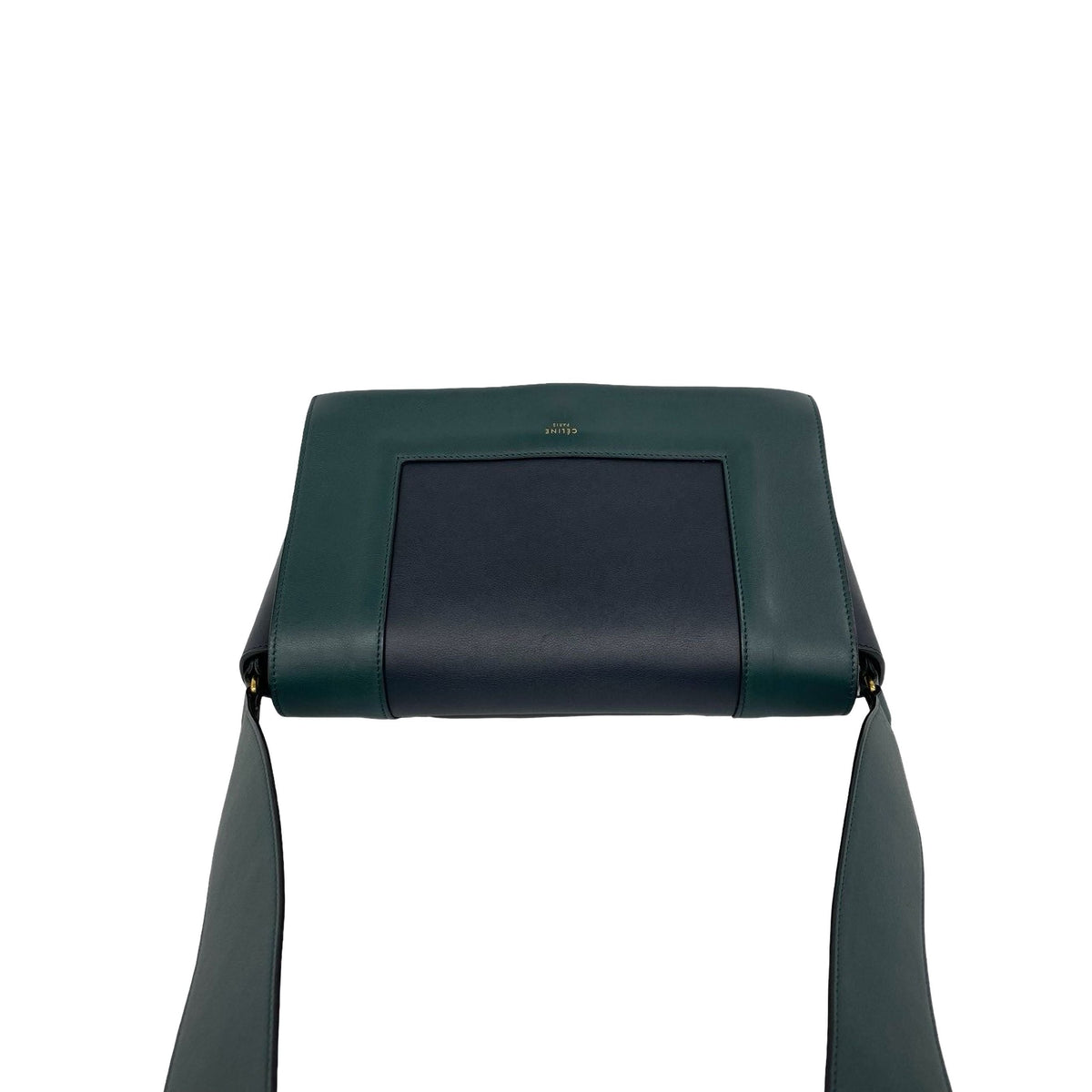 Celine Medium Shiny Smooth Calfskin Frame Shoulder Bag — Green