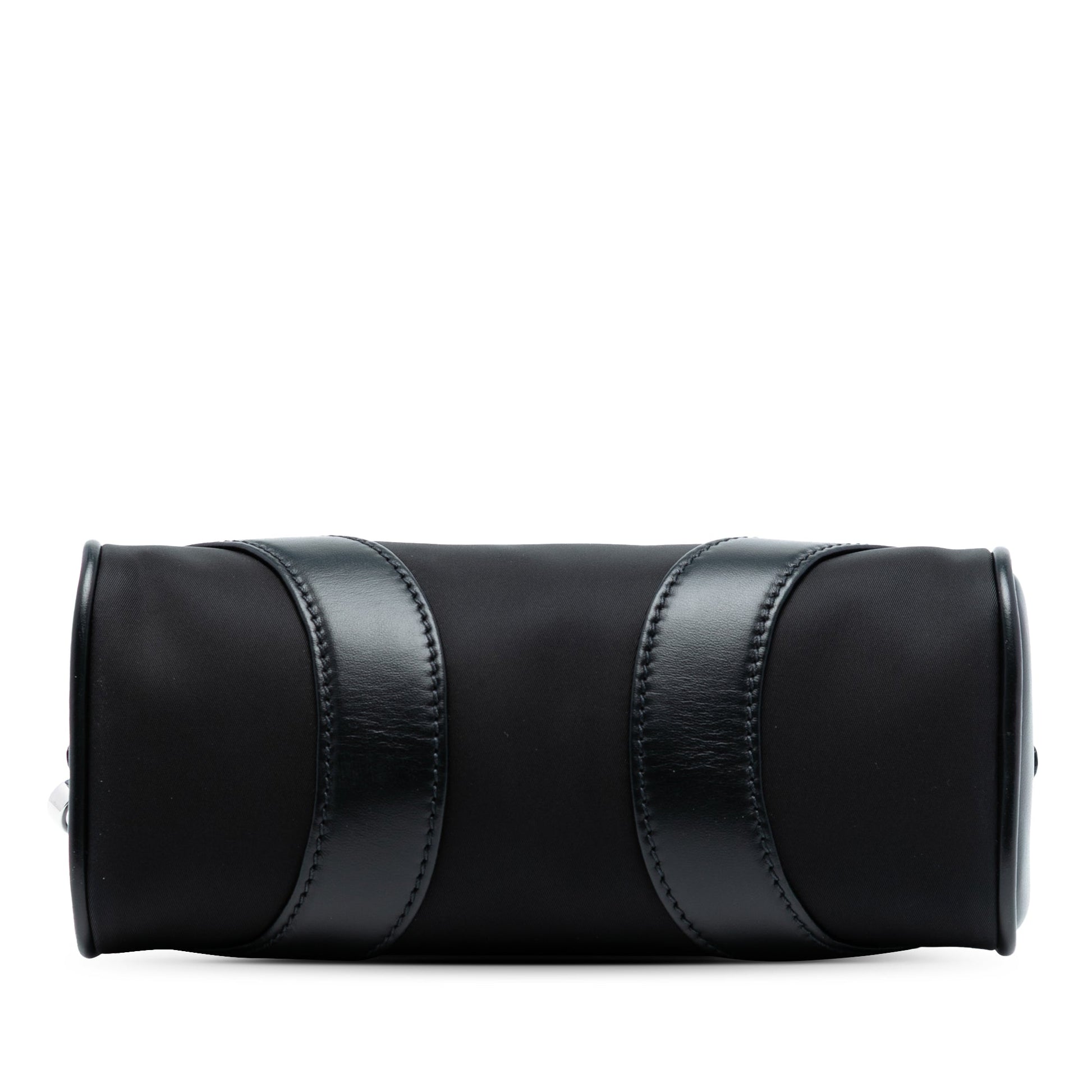 Prada Soft Calf Trimmed Tessuto Bowling Crossbody