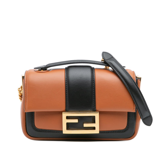 Fendi Mini Bicolor Nappa Apolo Chain Baguette Shoulder Bag