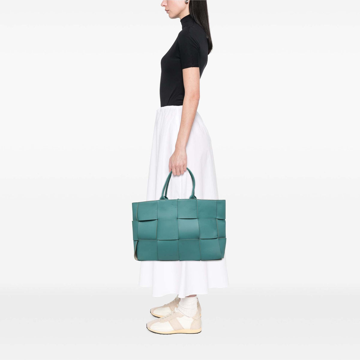 Bottega Veneta Large Nappa Maxi Intrecciato Arco Tote — Blue