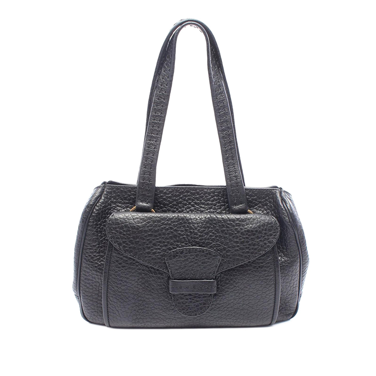 Prada Vitello Daino Shoulder Bag — Black