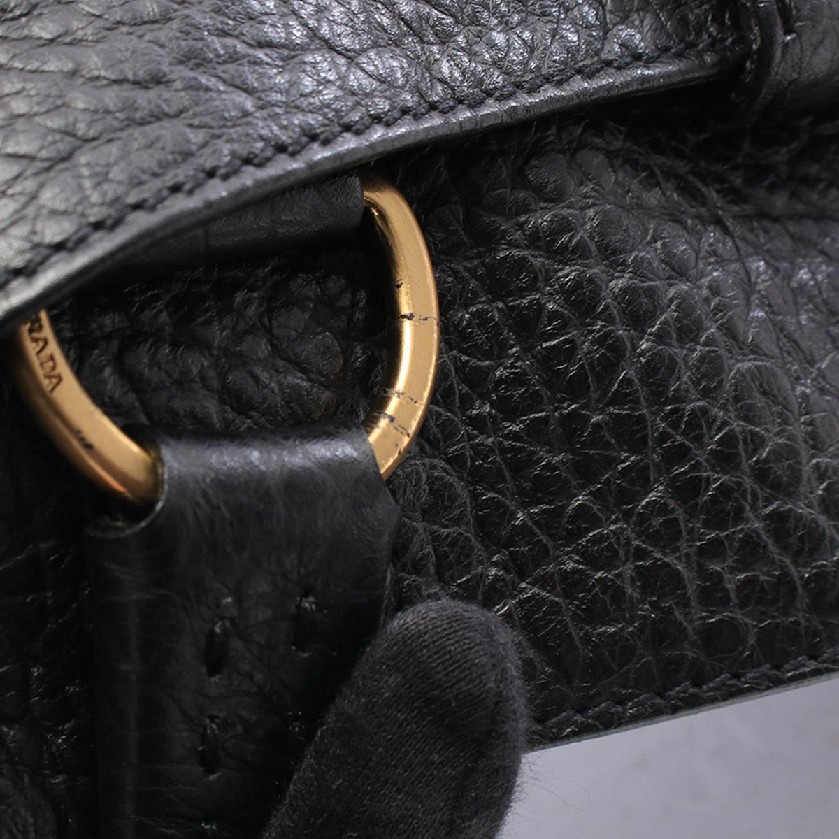 Prada Vitello Daino Shoulder Bag — Black