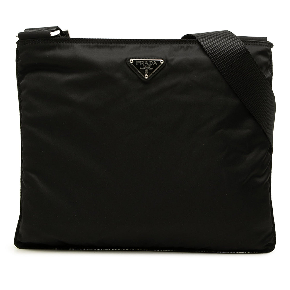 Prada Tessuto Zip Top Crossbody — Black