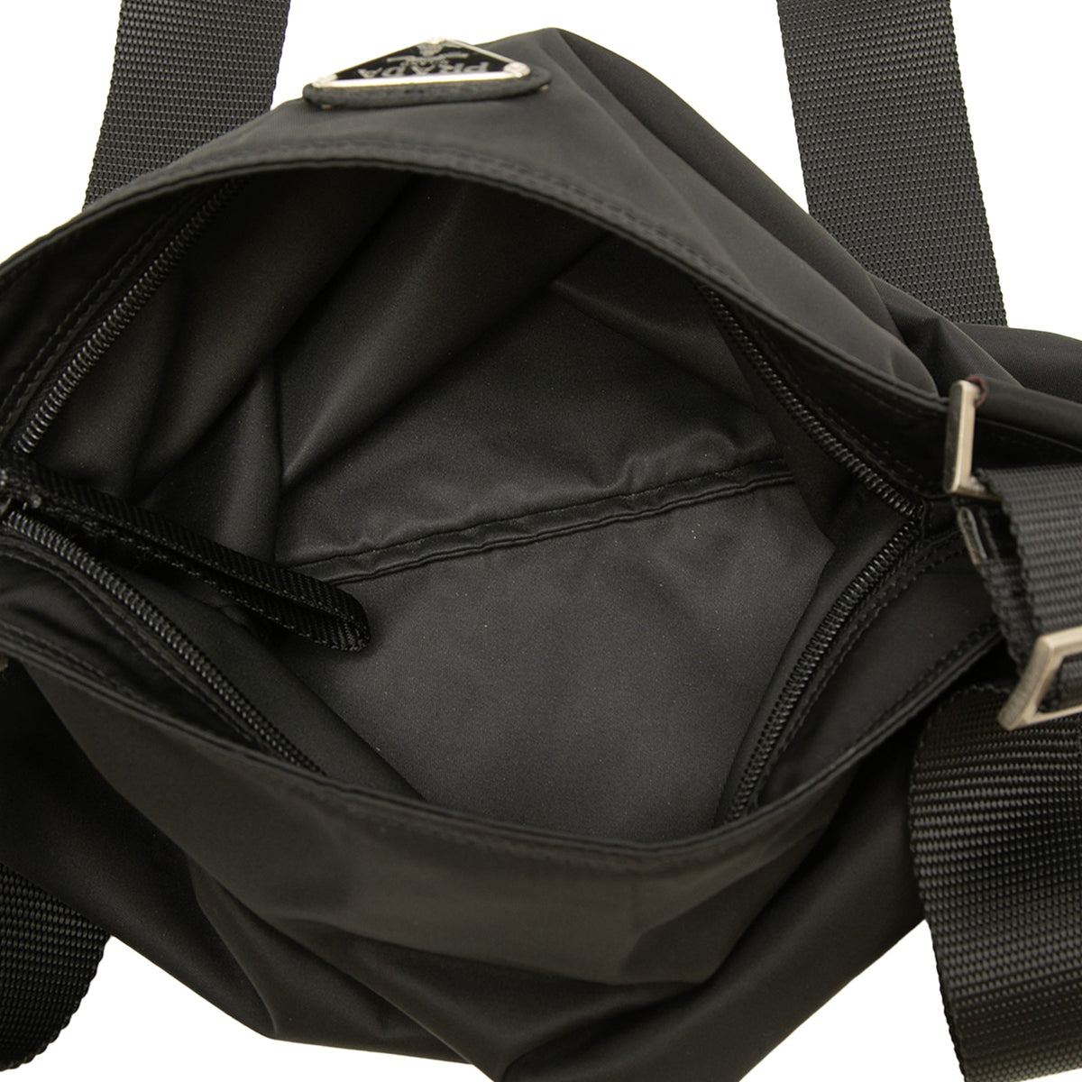 Prada Tessuto Zip Top Crossbody — Black