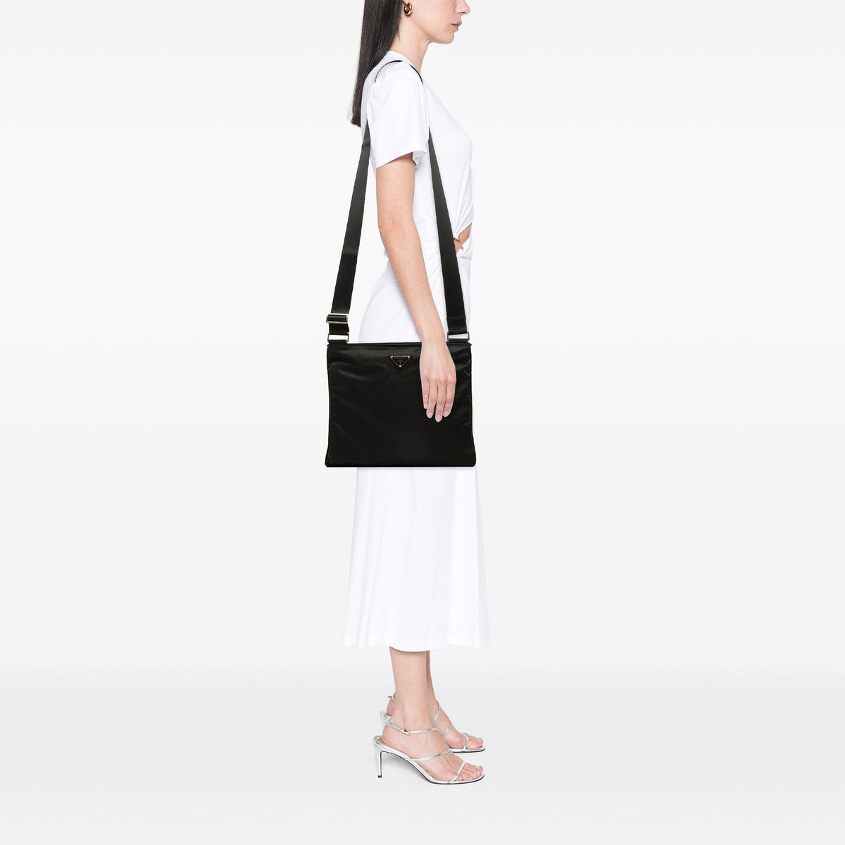 Prada Tessuto Zip Top Crossbody — Black