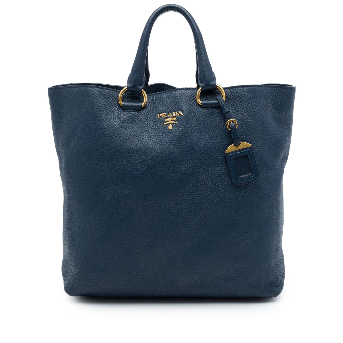 Prada Vitello Daino Open Convertible Tote — Blue